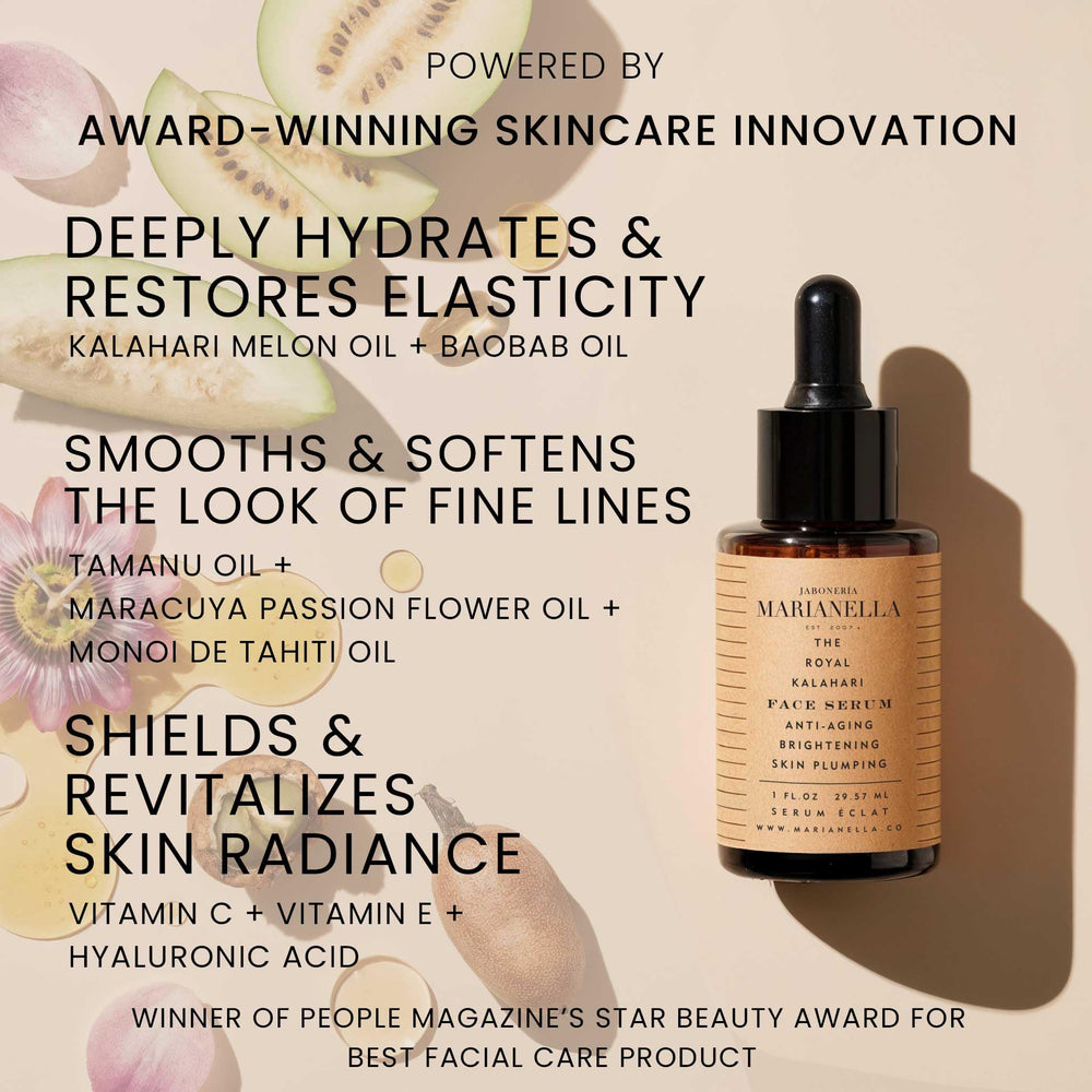 Jaboneria Marianella serum pump demonstrates easy, fast-absorbing application.