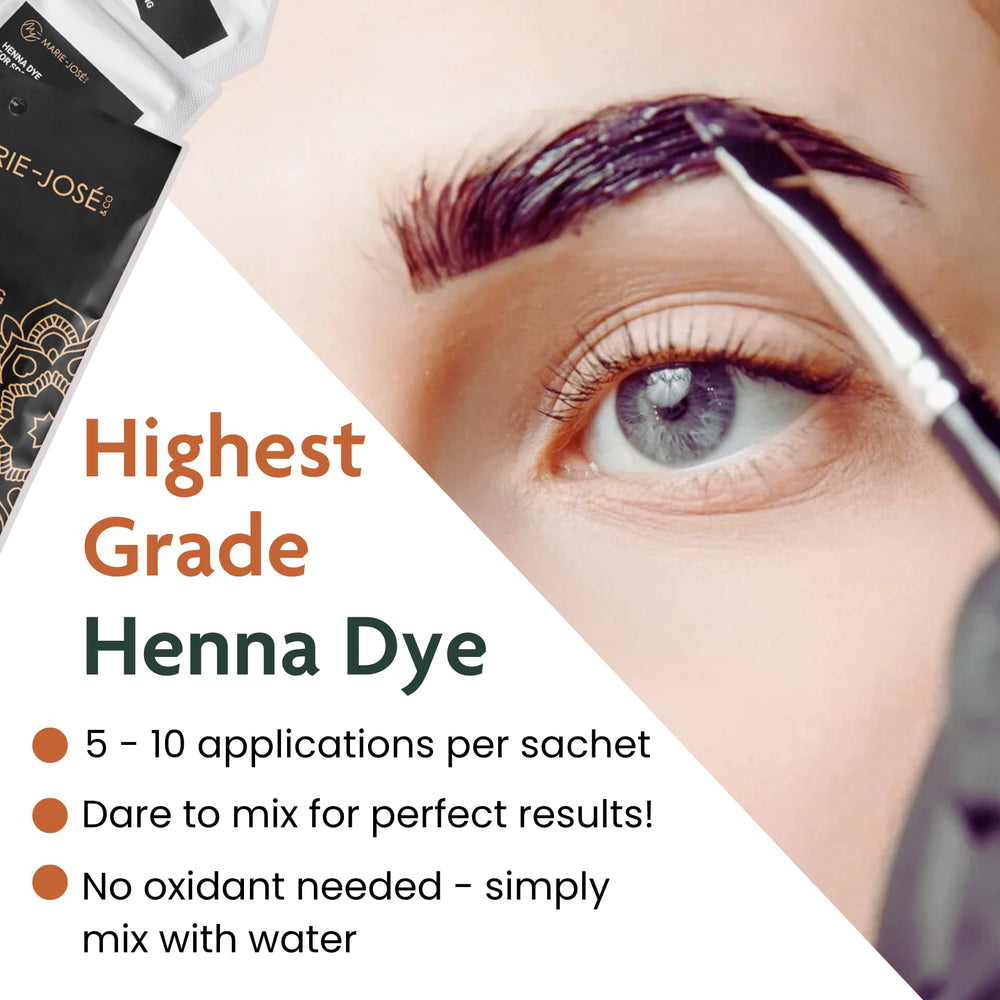 Angled precision brush from Marie-José & Co Henna Dye Set for clean lines