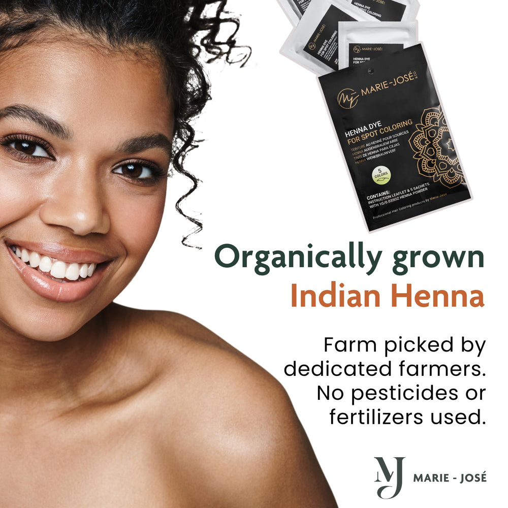 Marie-José Henna Dye five-shades kit showcases complete color range