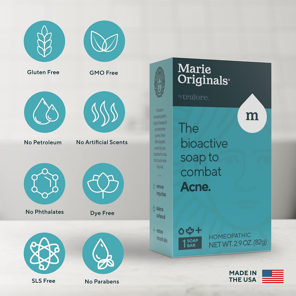 Marie Originals Acne Bar Soap oat bran texture supports gentle exfoliation