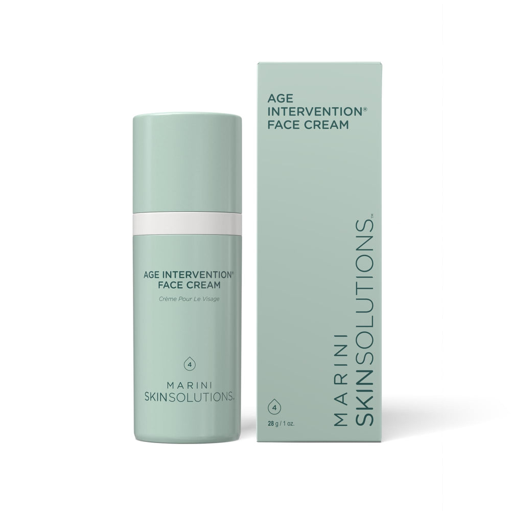 Marini SkinSolutions Age Intervention Face Cream bottle for daily hydration and anti-aging care.