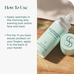 Marini SkinSolutions Age Intervention ingredients panel featuring CoQ10 and plant estrogens for skin support.
