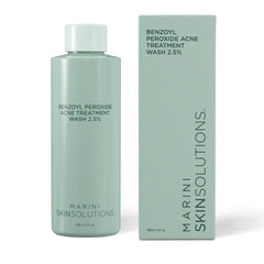 Marini SkinSolutions benzoyl peroxide wash pump bottle close-up for acne-prone skin cleansing