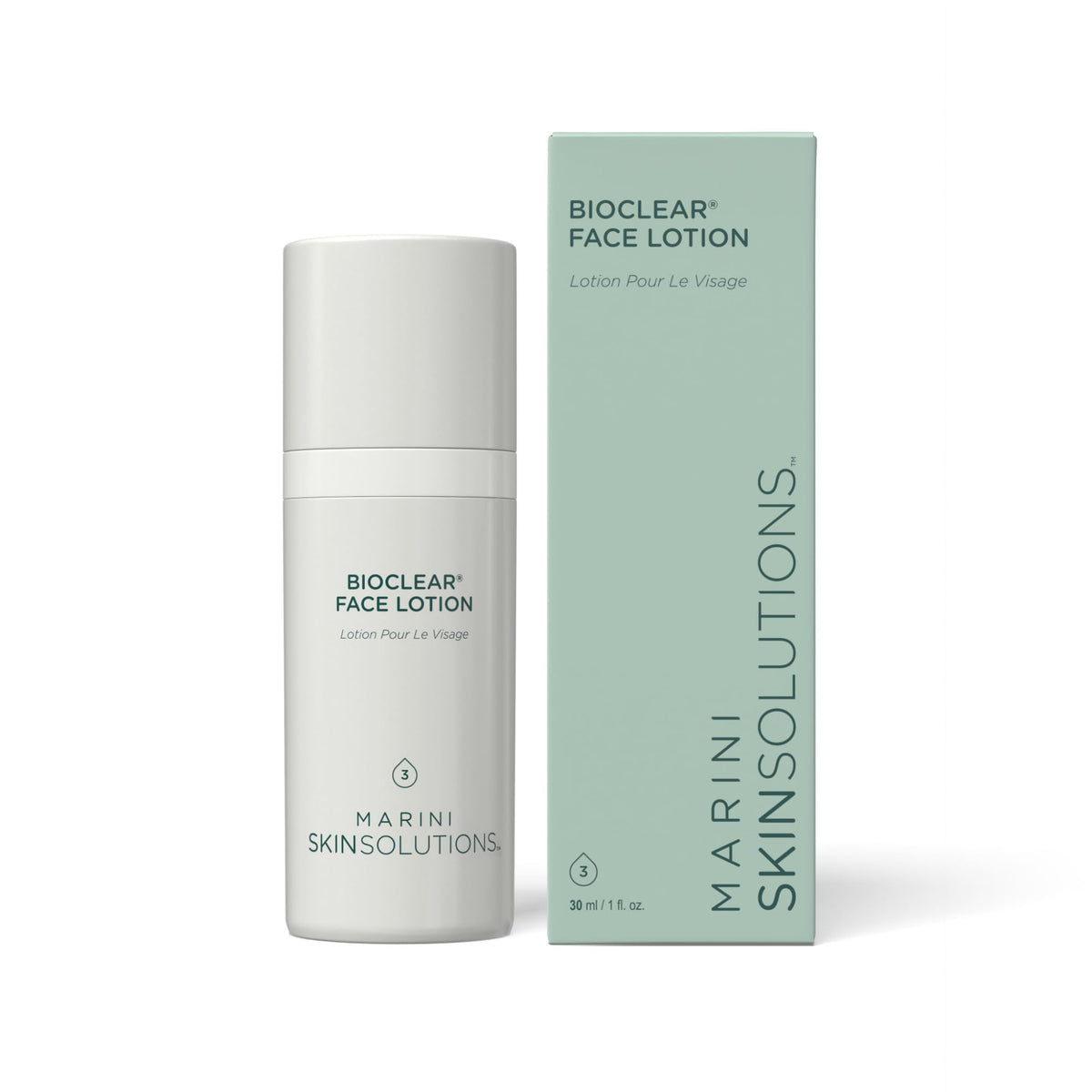 Marini SkinSolutions Bioclear Face Lotion bottle, lightweight smoothing option.