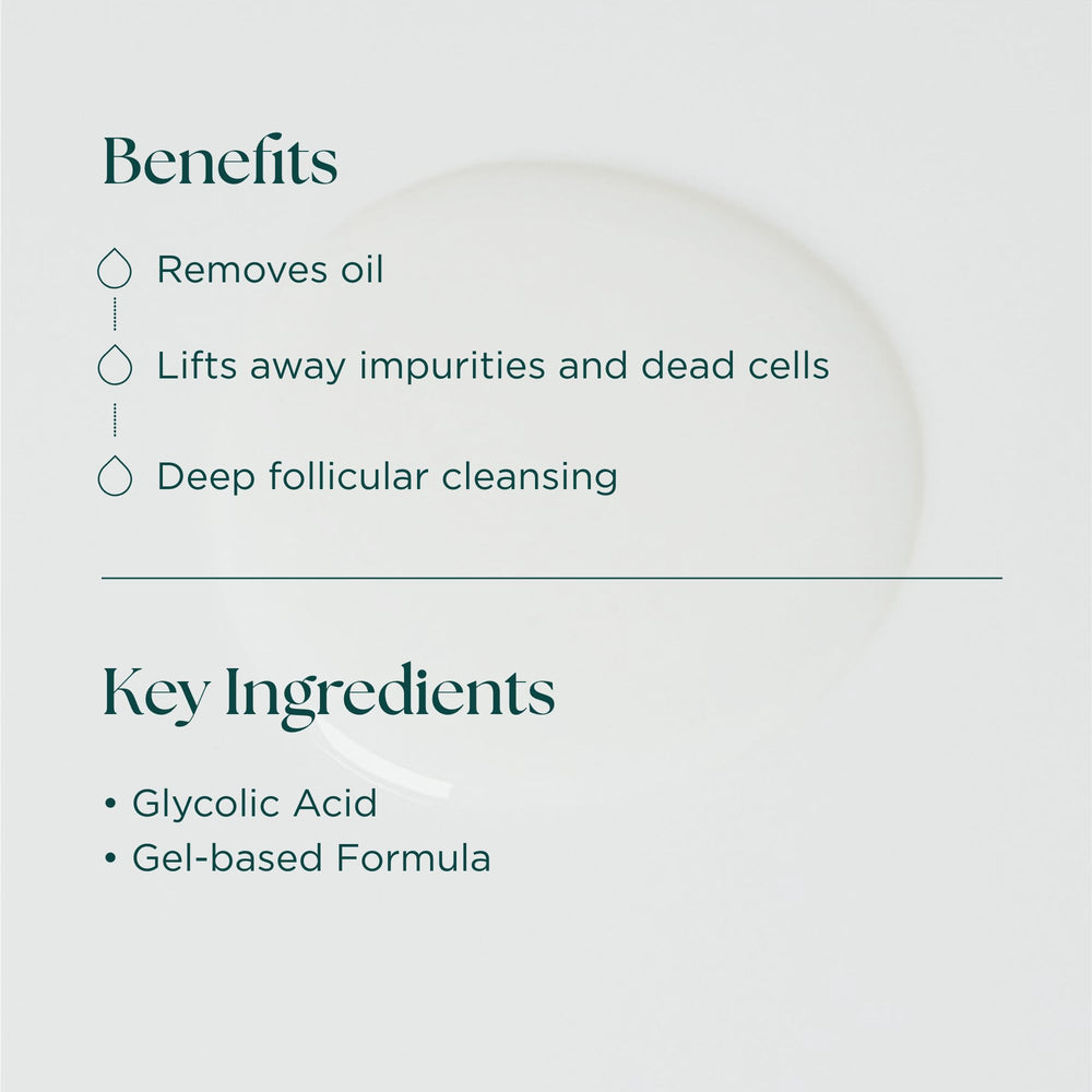 Marini SkinSolutions Bioglycolic cleanser closeup shows pores appearing clearer