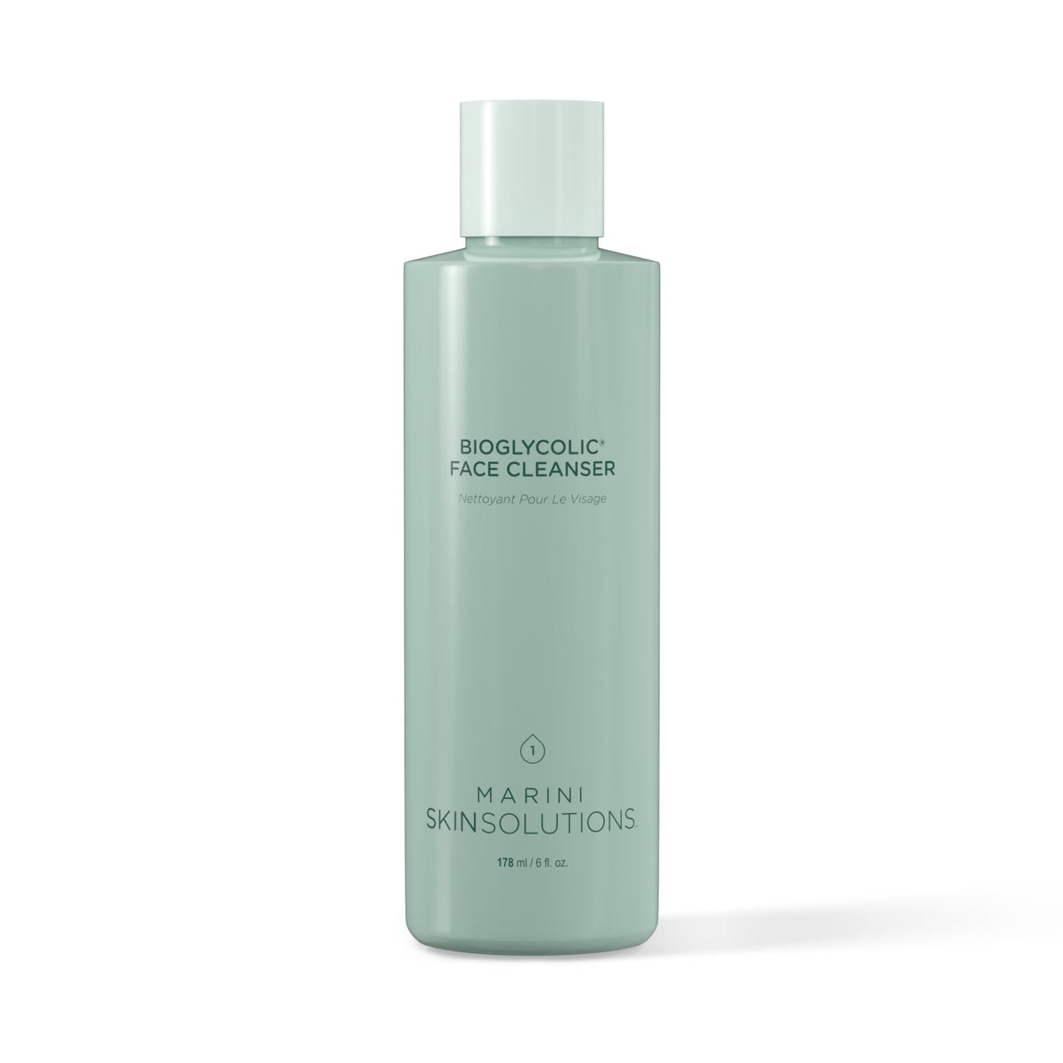 Marini SkinSolutions Bioglycolic Face Cleanser bottle for gentle resurfacing and pore refinement.