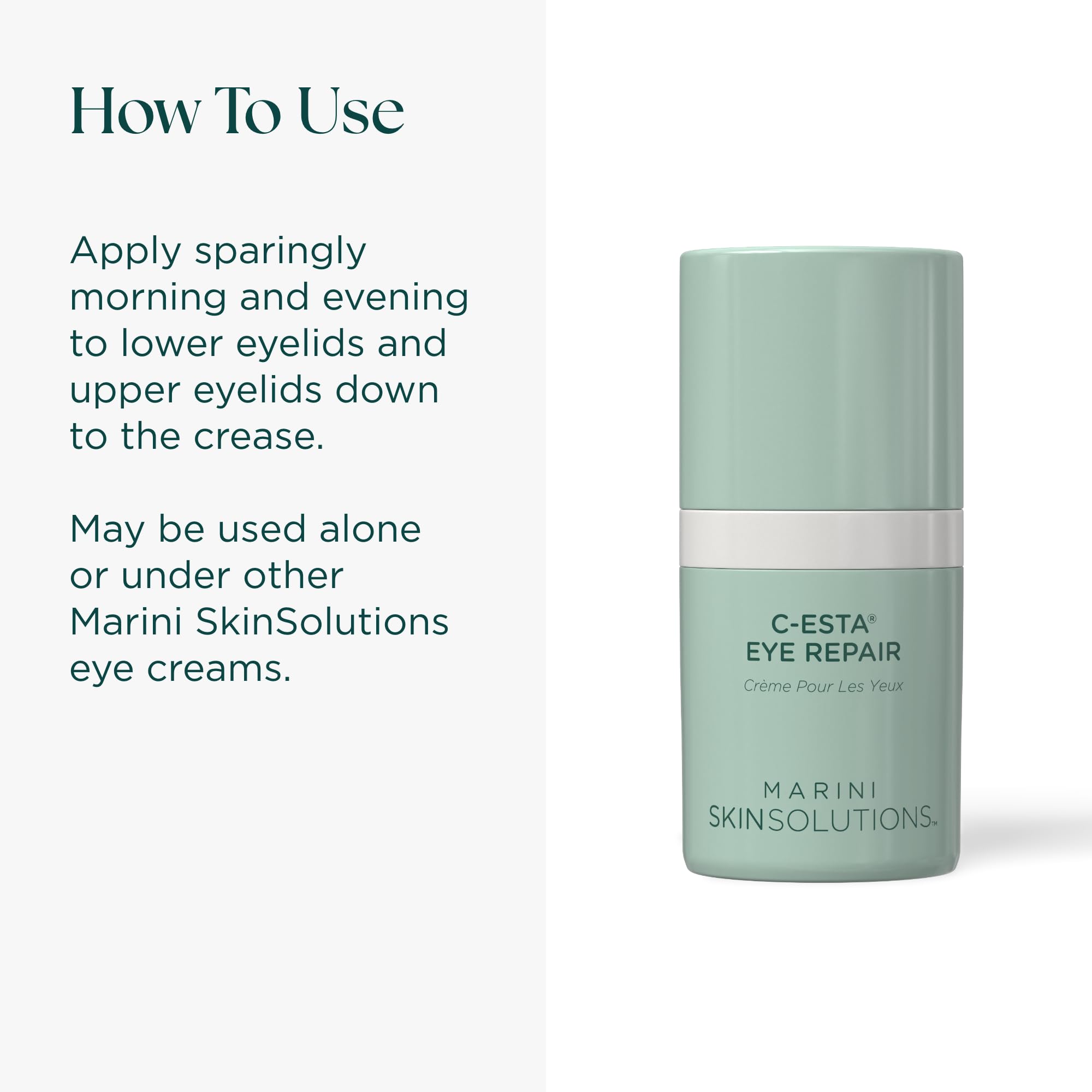 Marini SkinSolutions C-ESTA Eye Repair packaging highlighting Made in USA.