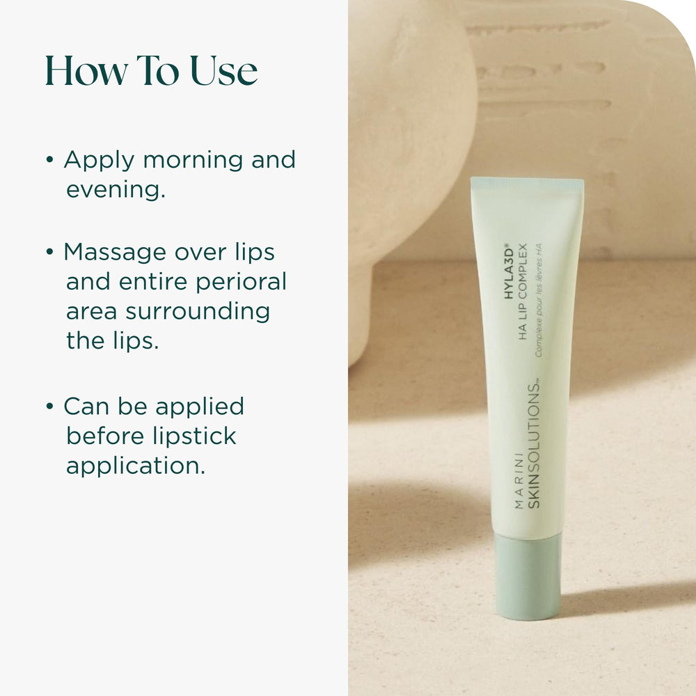 Marini SkinSolutions Hyla3D HA Lip Complex texture close-up with premium peptide and retinol blend