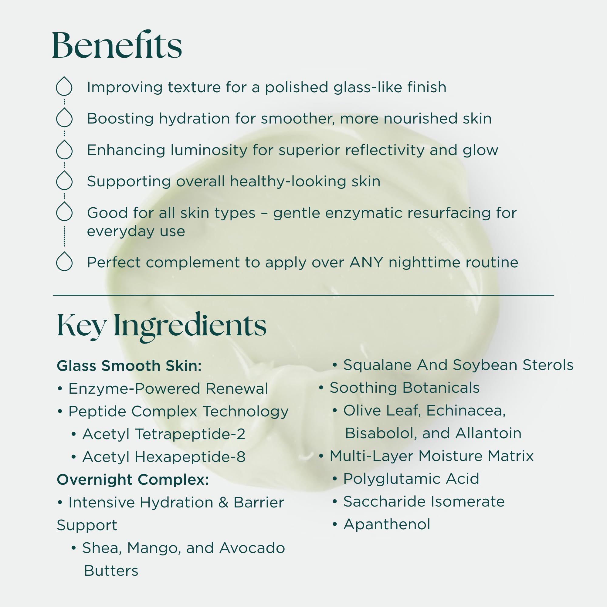 Marini SkinSolutions Night Zyme peptide glow close-up suggesting refined texture.