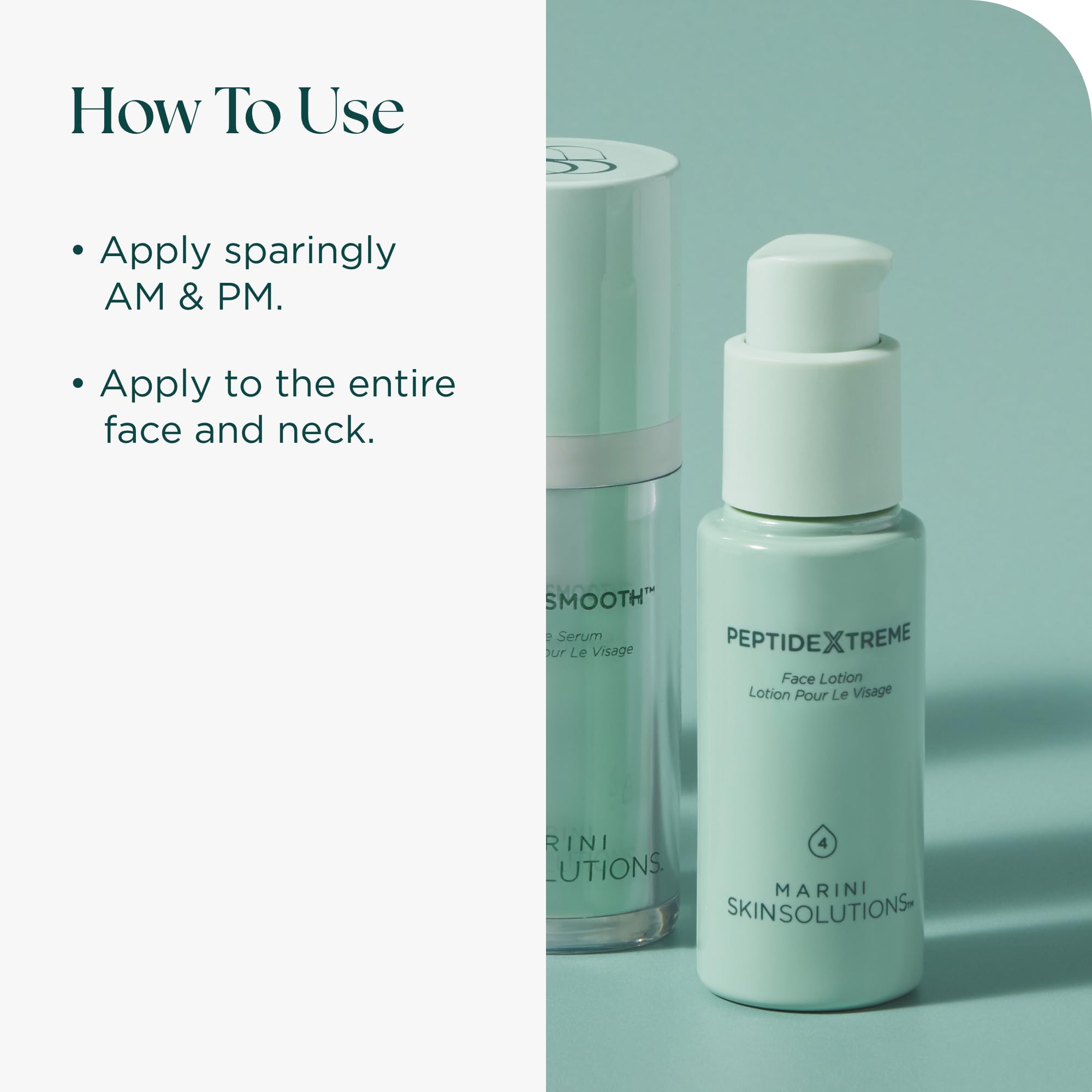 Marini SkinSolutions PeptideXtreme ingredient panel, featuring antioxidants and peptides