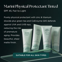 Marini SkinSolutions tinted sunscreen swatch demonstrating sheer coverage with a soft-matte finish.