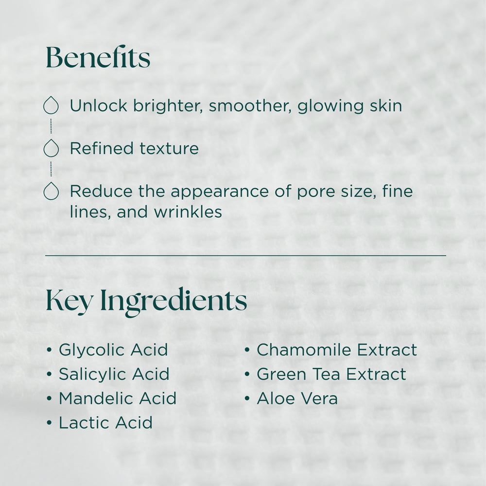 Marini SkinSolutions ResurFace pad showing Mandelic acid for even complexion.