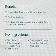 Marini SkinSolutions ResurFace pad showing Mandelic acid for even complexion.