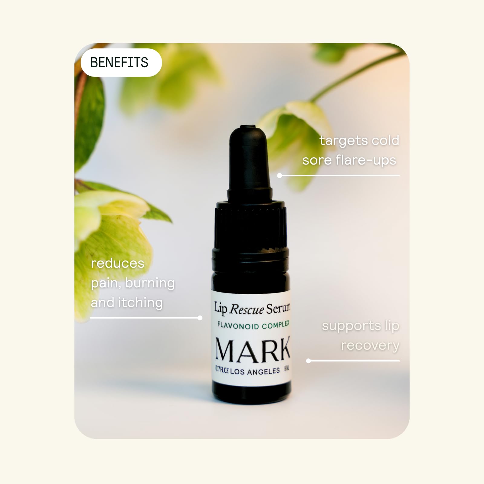 Lip Rescue Serum texture on skin demonstrates fast-absorbing lightness.