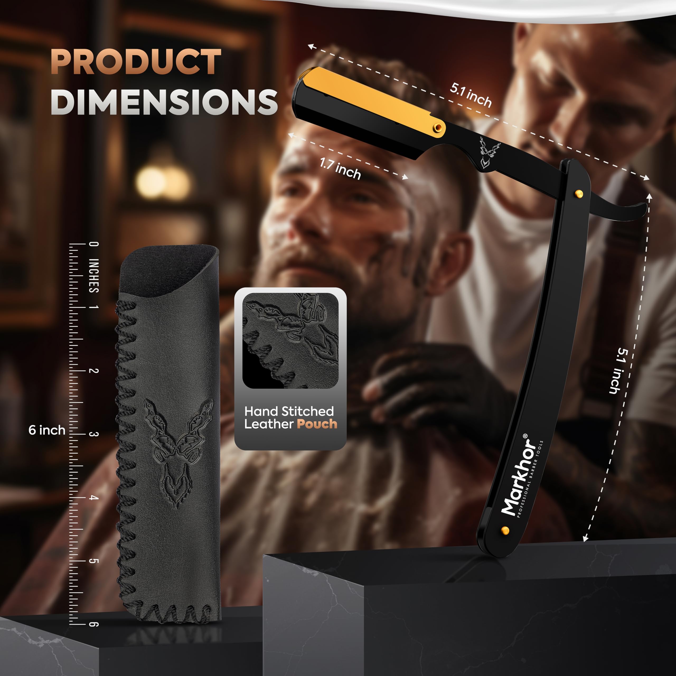 Markhor straight razor blade replacement setup for quick, secure changes.