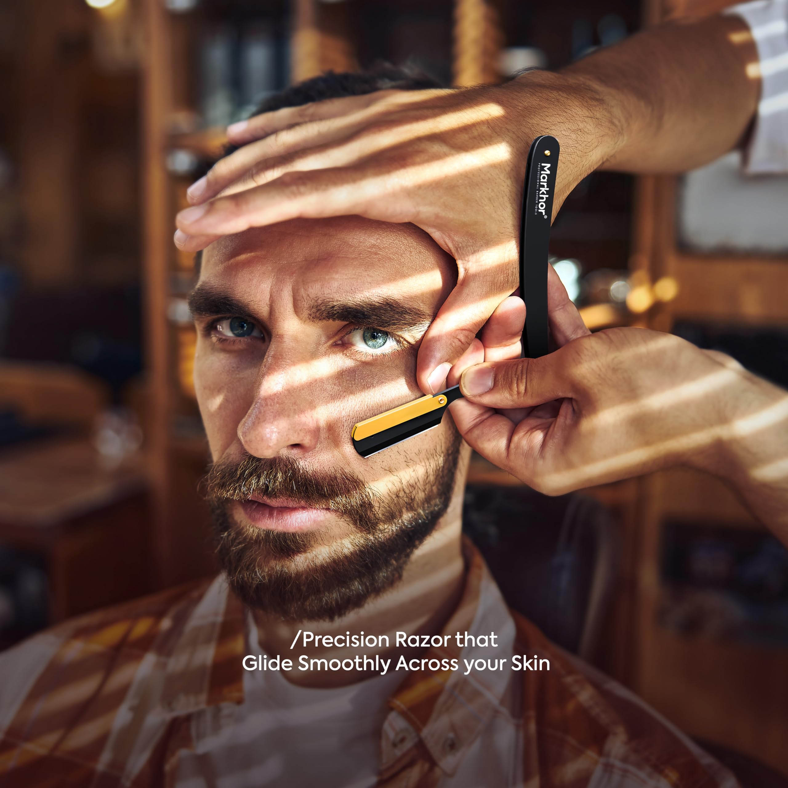 Markhor straight razor with rosewood handle for comfortable grip.