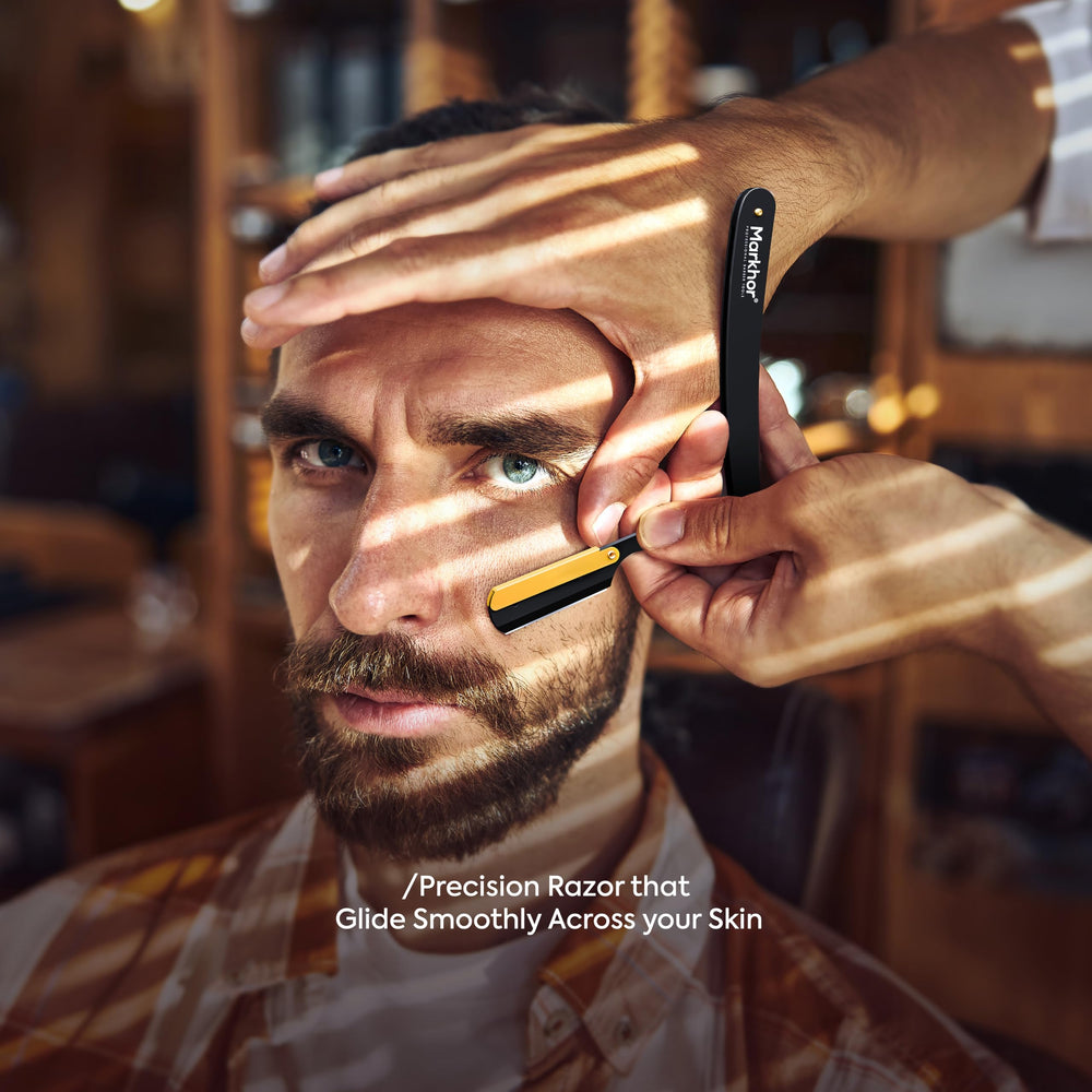 Markhor straight razor with rosewood handle for comfortable grip.