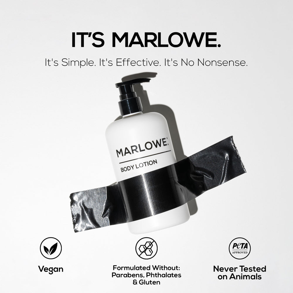 Hands applying Marlowe No. 002 for softer, nourished skin.
