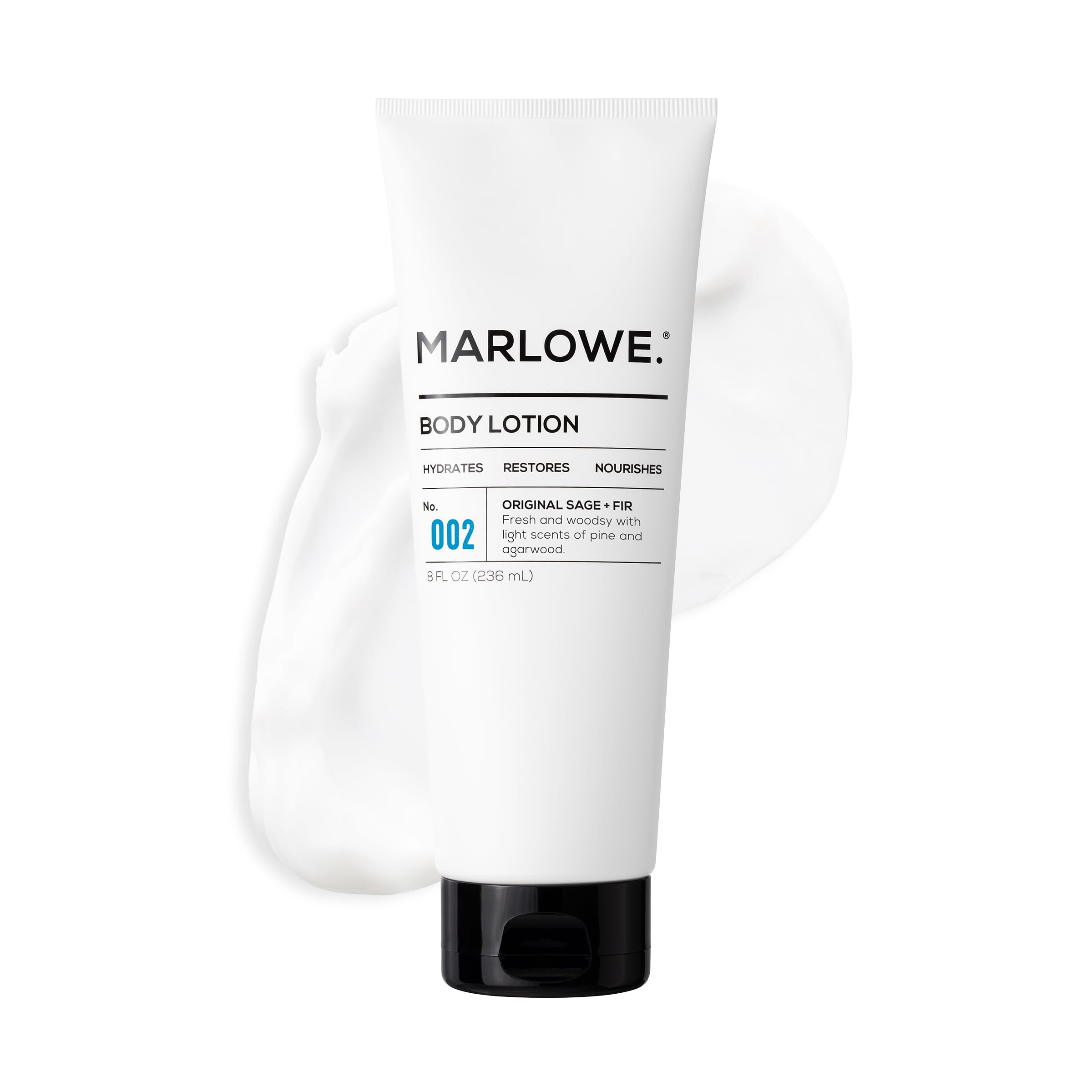 MARLOWE No. 002 Sage and Fir bottle front, hydrating daily moisturizer.