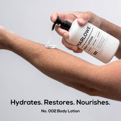 Texture close-up of Marlowe No. 002 lotion with aloe and amino acids.