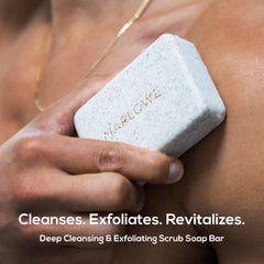 Marlowe No. 102 exfoliating bar with apricot seeds for dry areas.