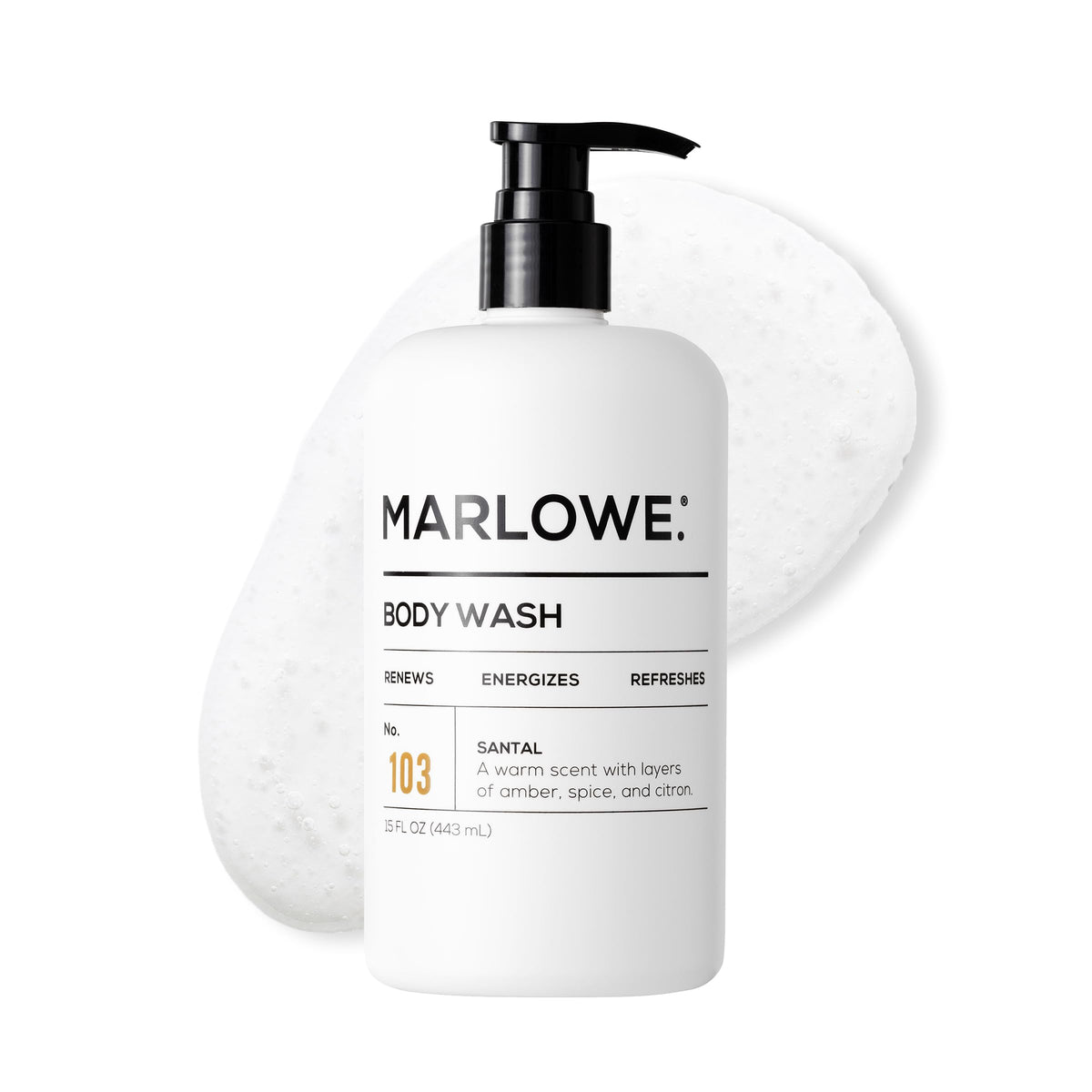 MARLOWE No. 103 bottle pump Santal for an energizing cleanse.