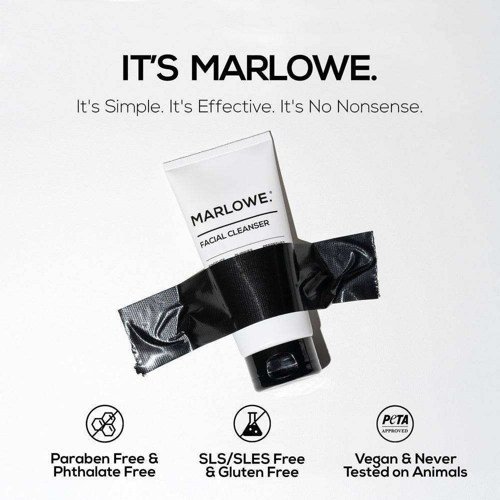 MARLOWE No. 121 vegan formula label conveys cruelty-free skincare