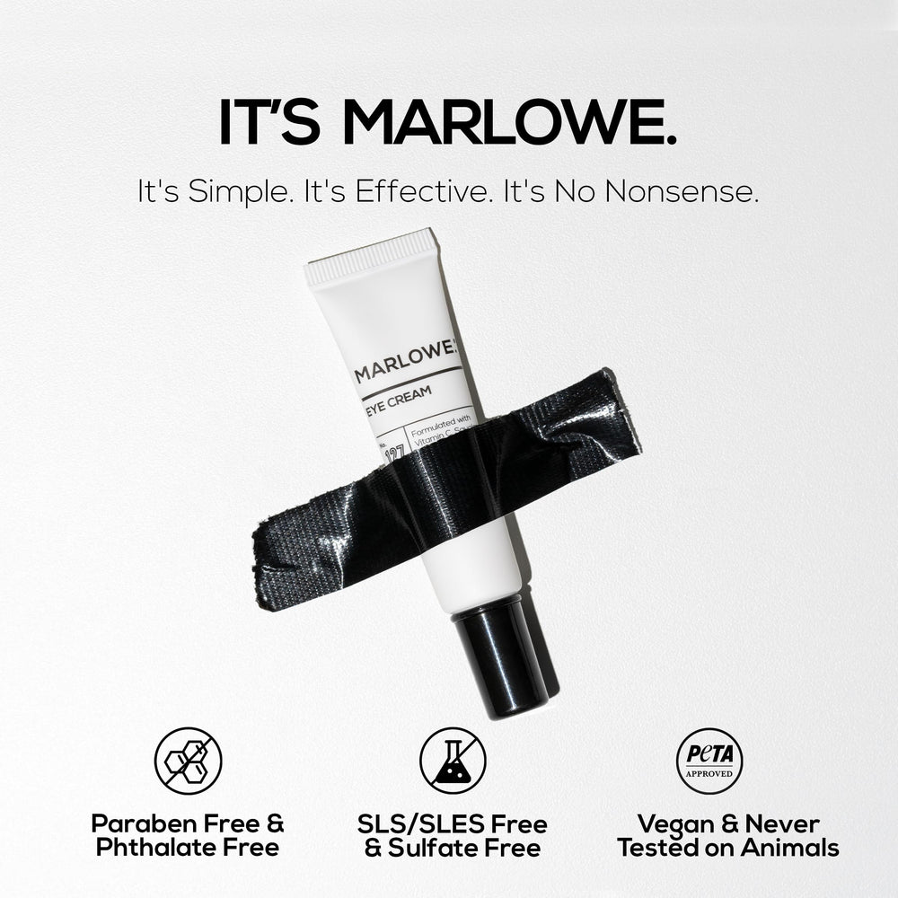 MARLOWE No. 127 eye cream texture close-up shows rich yet light feel