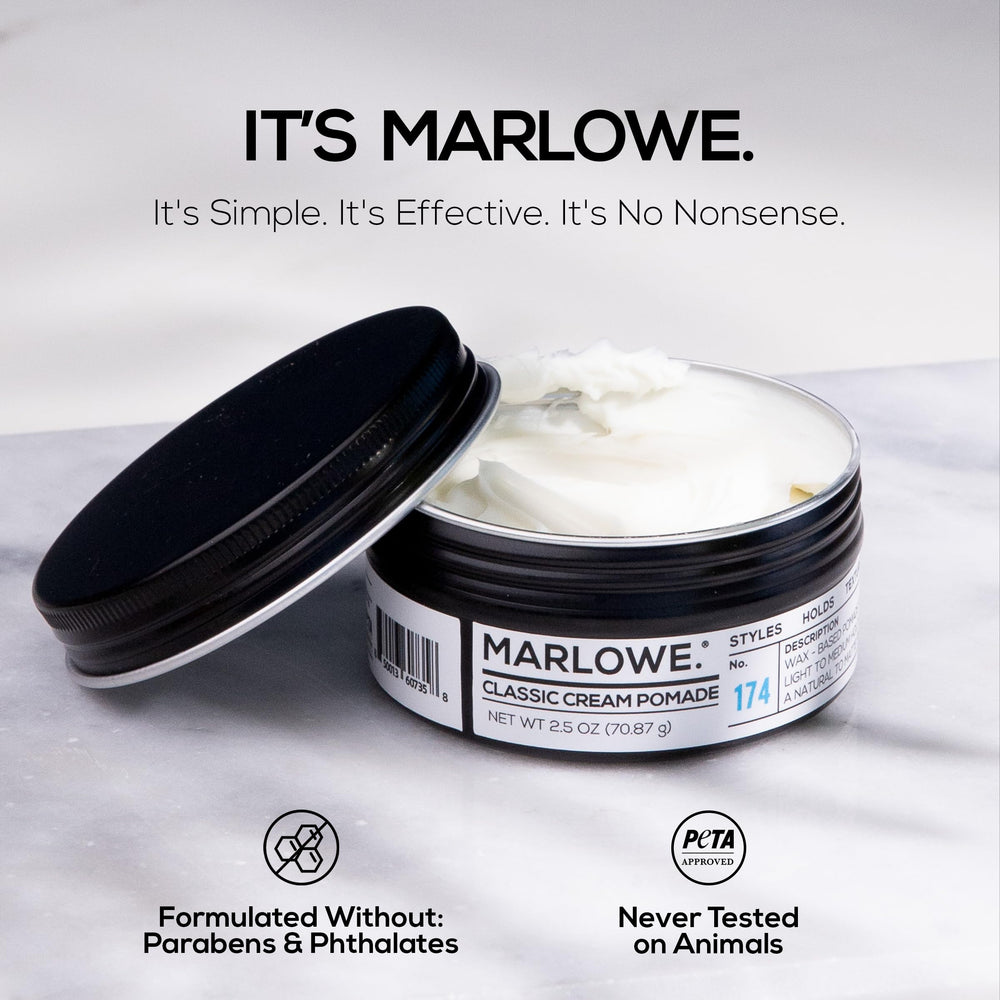 Marlowe No. 174 defines hair with natural texture and a groomed finish.