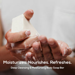 Close-up of Marlowe No.105 bar soap lather for cleansing