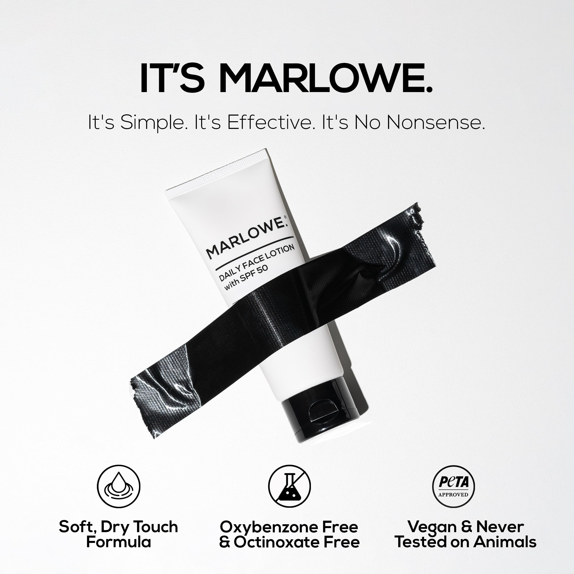 MARLOWE No. 128 SPF 50 ingredient swatch shows aloe vera and shea butter.