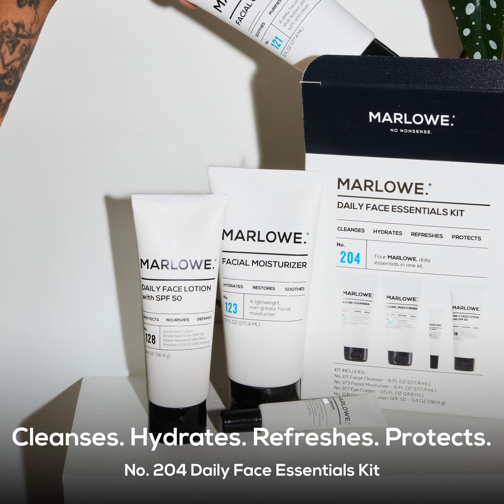 MARLOWE No.204 facial cleanser pump bottle demonstrates a simple, effective cleanse for oil control