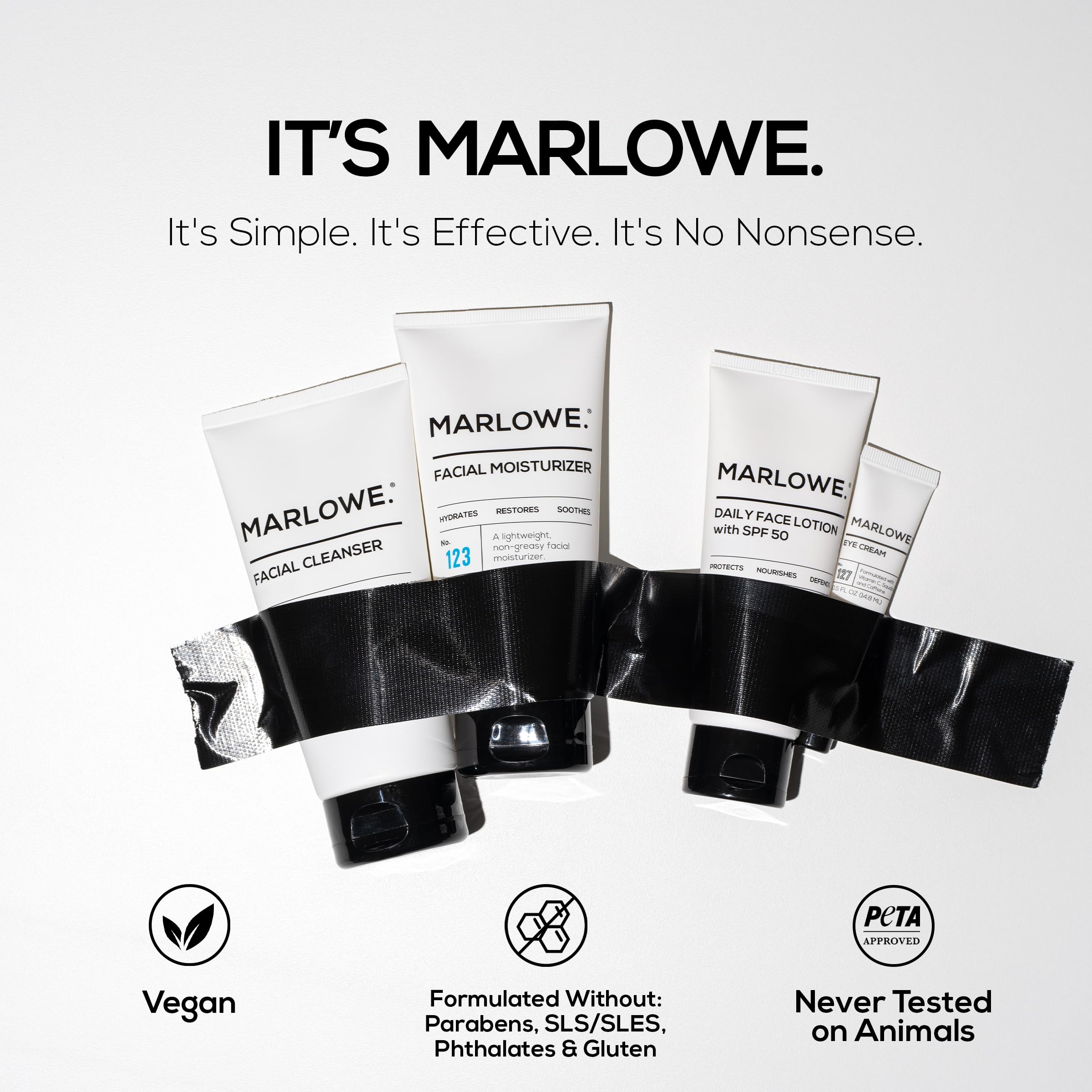 MARLOWE No.204 men skincare routine shot invites easy daily self-care
