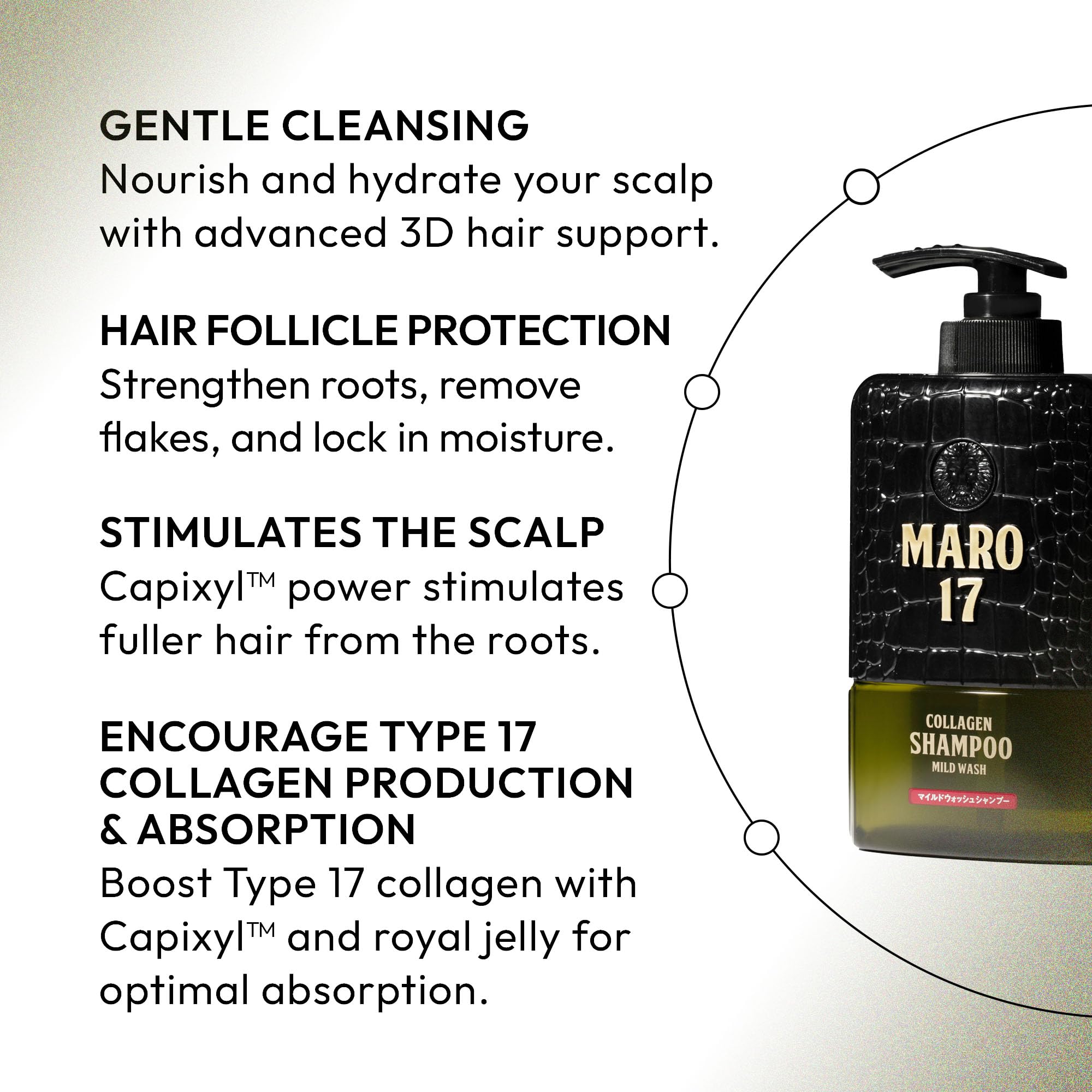 MARO17 collagen shampoo demonstrates scalp hydration during daily wash
