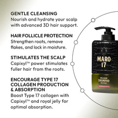MARO17 collagen shampoo demonstrates scalp hydration during daily wash