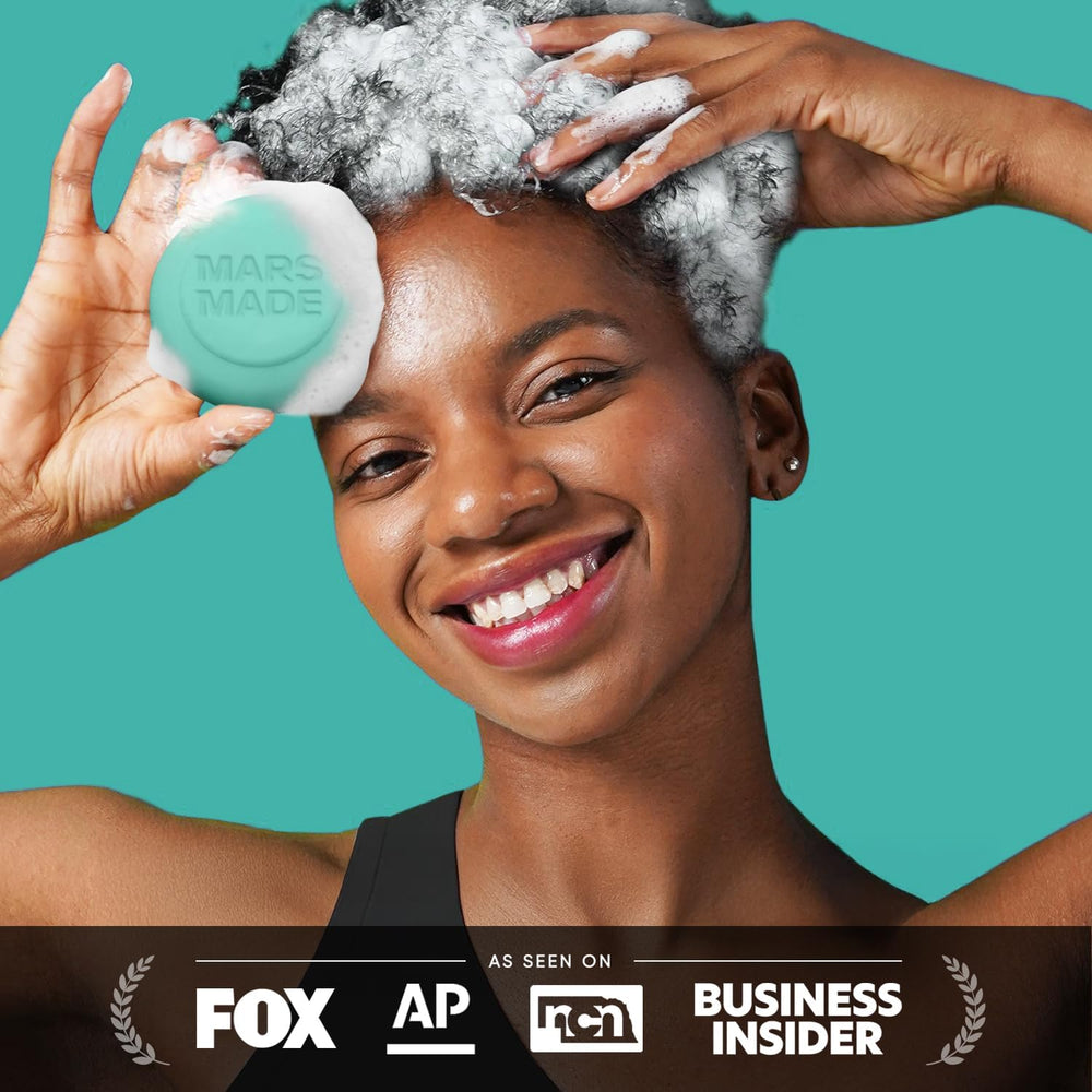 Mars Made Centella Shampoo Bar 2.0 eucalyptus scent close-up for refreshing wash.