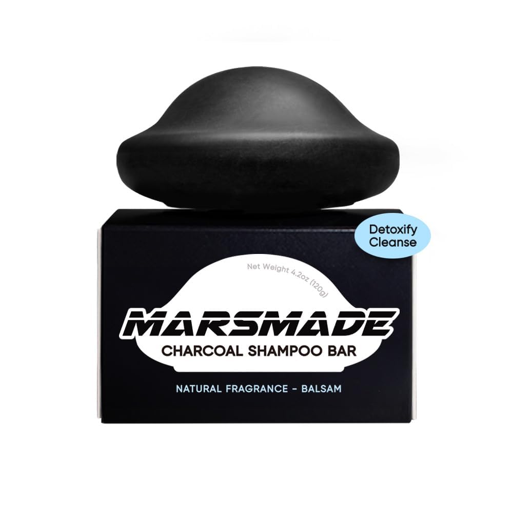 Mars Made Charcoal Shampoo Bar activated charcoal deep cleanses oily scalps.