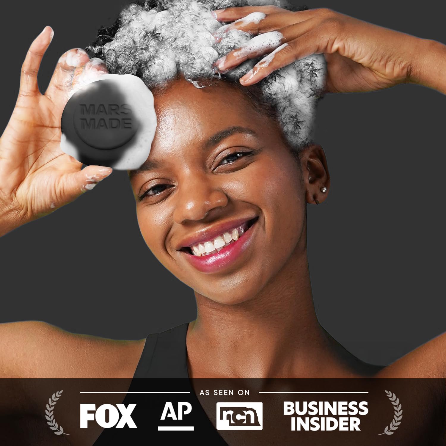 Mars Made Charcoal Shampoo Bar sea grape extract hydrates hair.