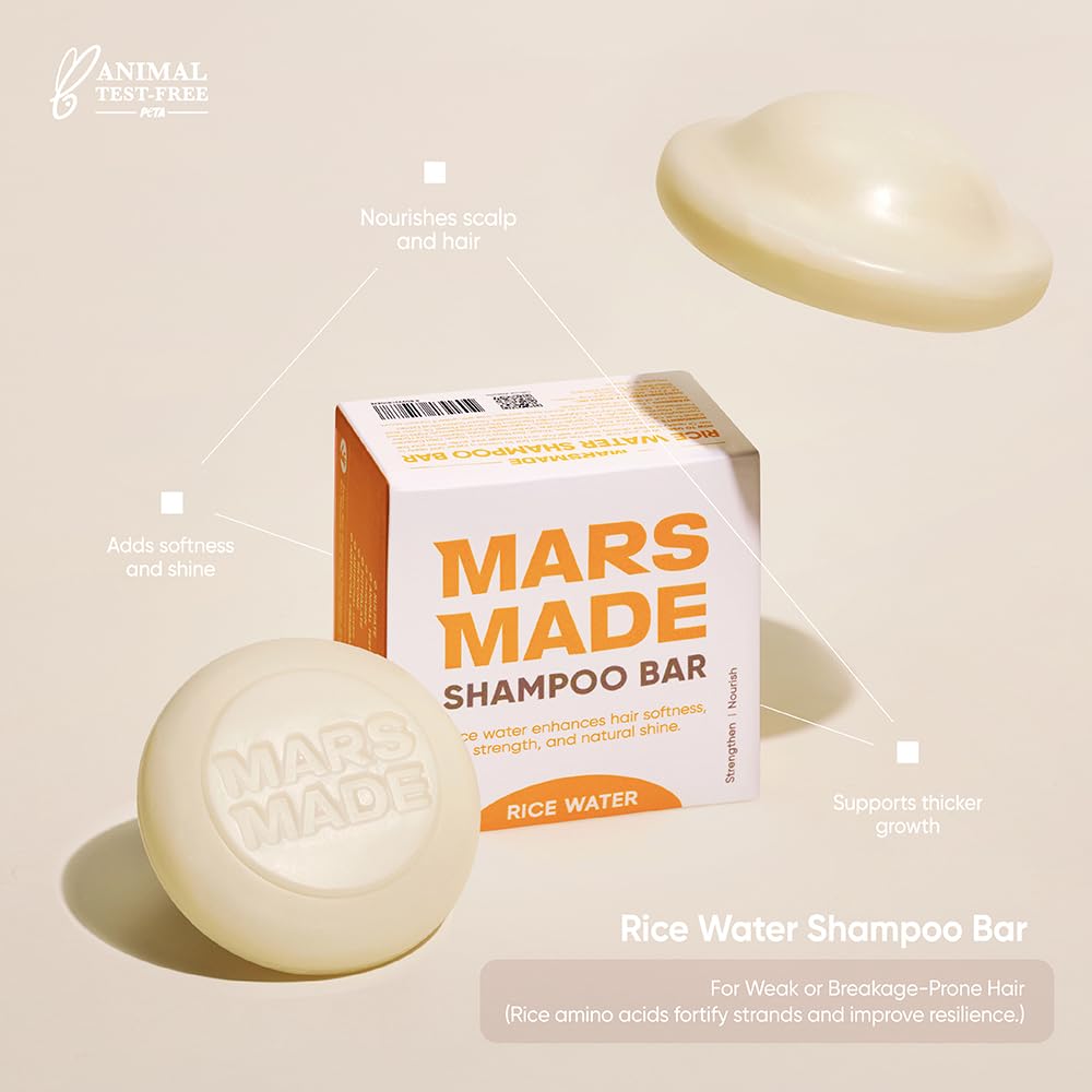 Mars Made Rice Water Bar foam lather conveys gentle, luxurious wash
