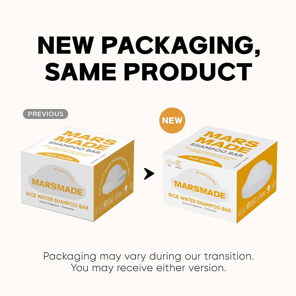 Mars Made Rice Water Shampoo Bar in hand for convenient, bottle-free hair care