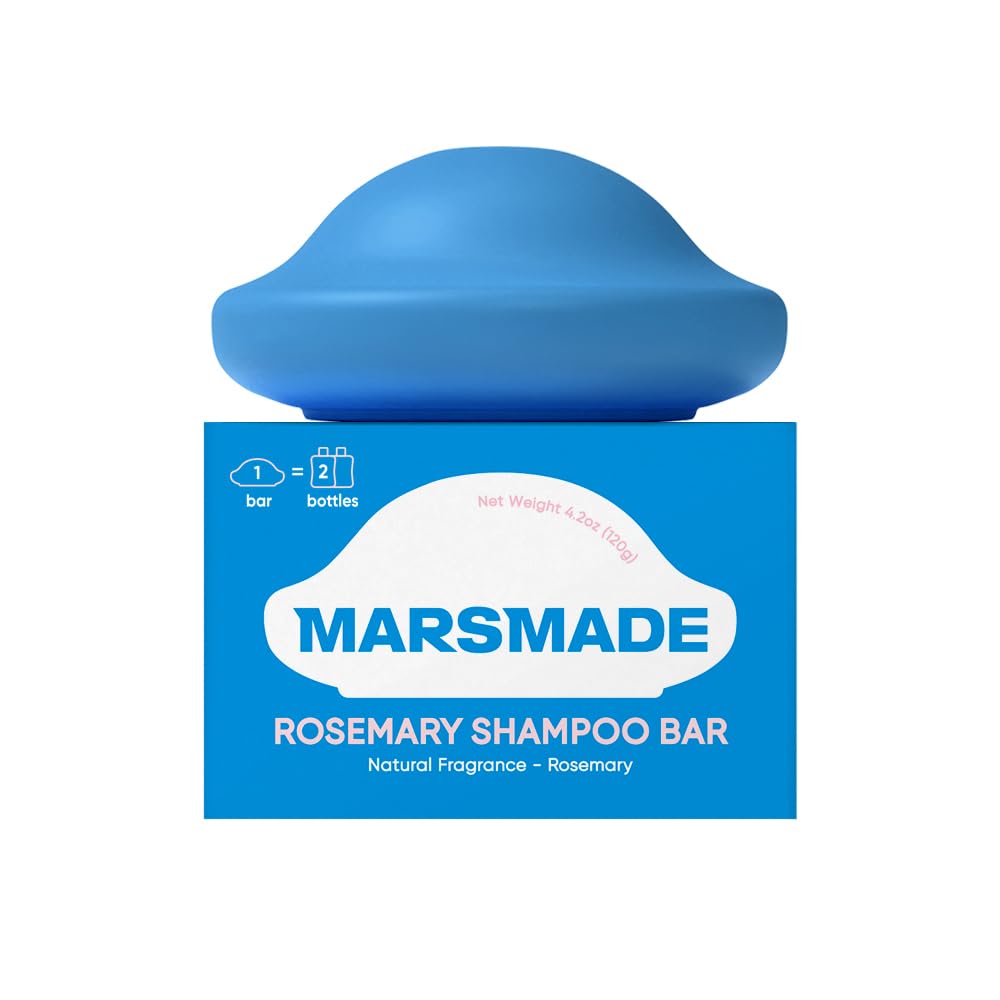 Mars Made Rosemary Shampoo Bar 2.0 front view shows a compact, hydrating solid shampoo.