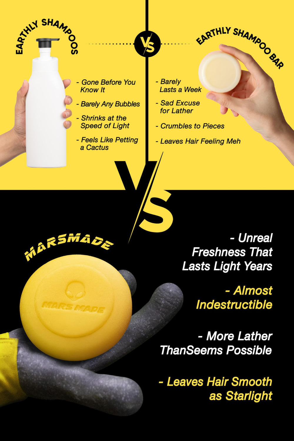 Mars Made olive oil and gardenia nourish while cleansing hair