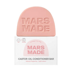 MARS MADE Castor Oil Conditioner Bar packaging highlights zero-waste sustainability.