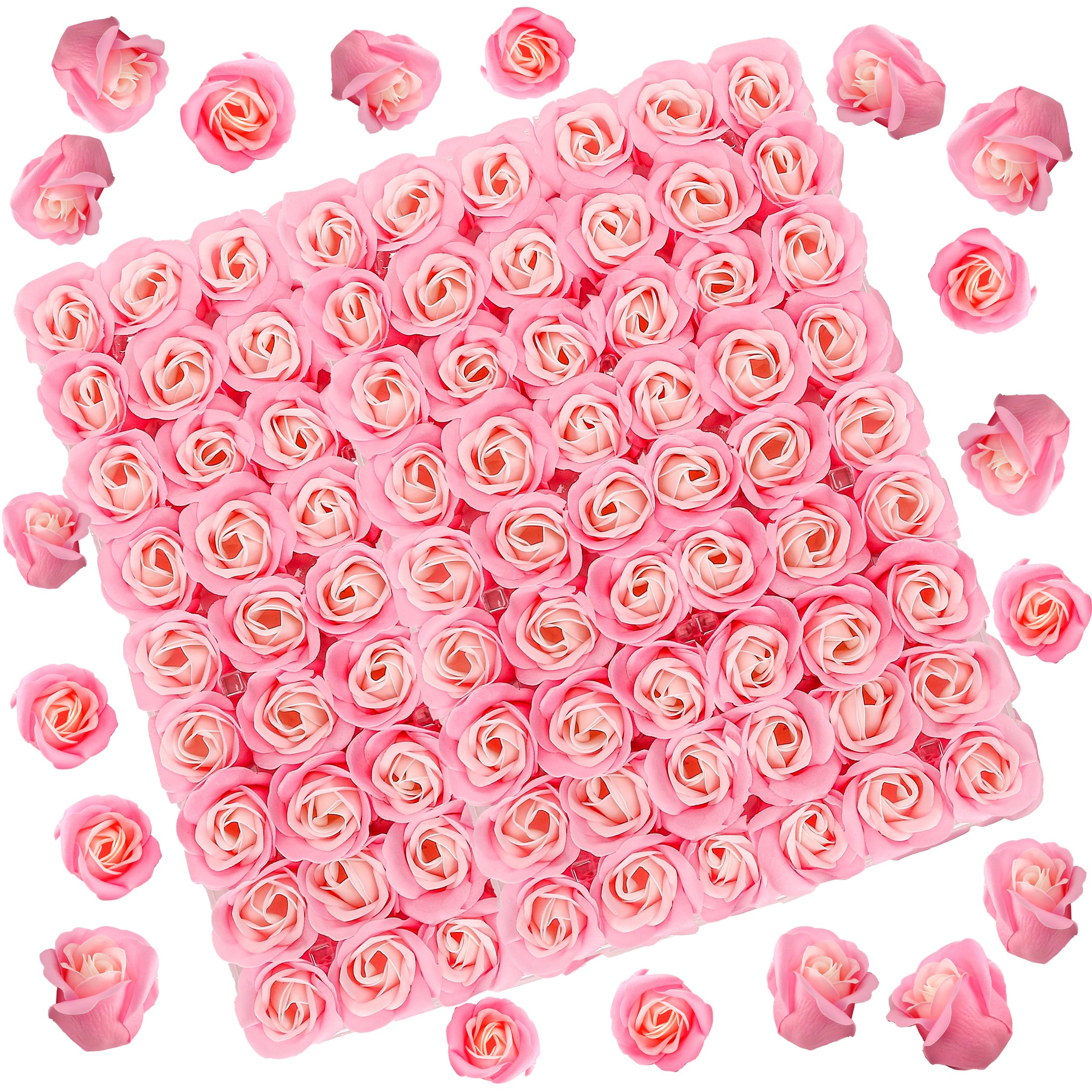 Marsrut 81-piece pink rose soap flowers bouquet for decorative display with subtle scent.