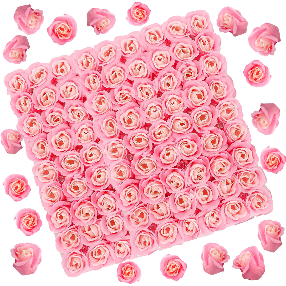Marsrut 81-piece pink rose soap flowers bouquet for decorative display with subtle scent.