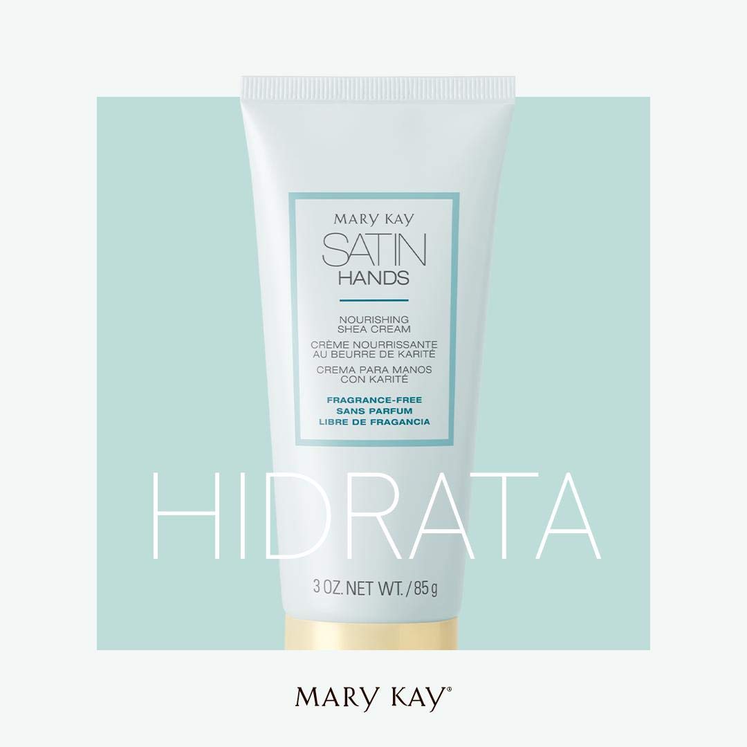 Mary Kay Satin Hands Nourishing Shea Cream packaging box on display