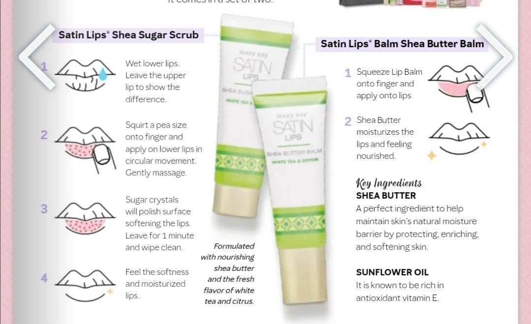 Mary Kay Satin Lips two-step system shown on a vanity for easy use