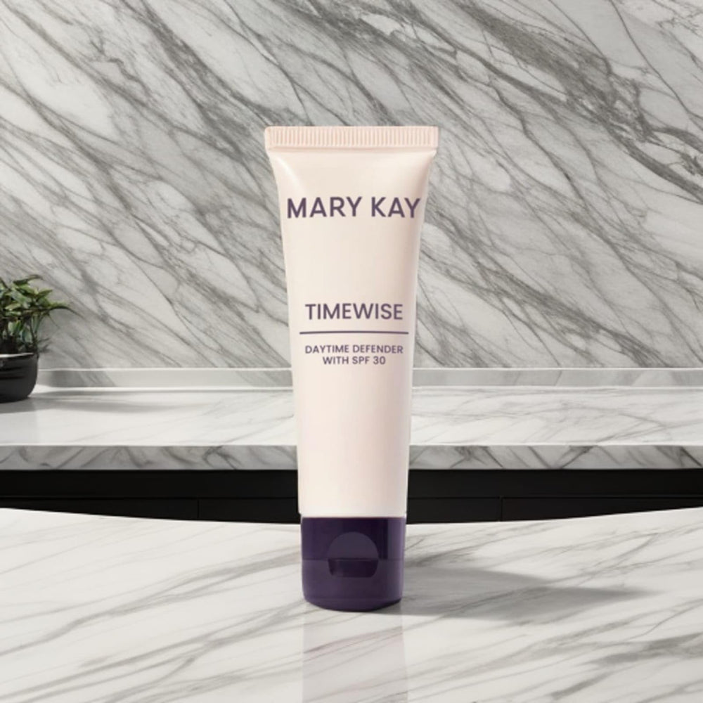 Mary Kay TimeWise Daytime SPF 30 on-face application demonstrating even coverage.
