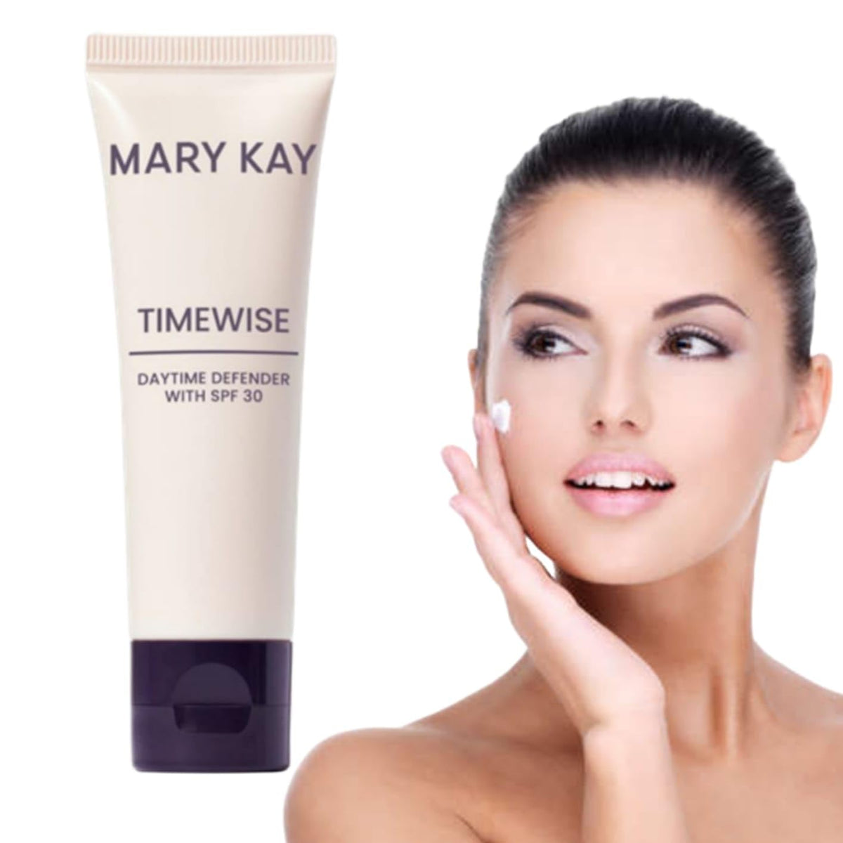 Mary Kay TimeWise Daytime SPF 30 lotion in a jar showing creamy texture for daily hydration.