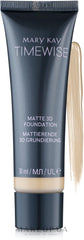 Mary Kay TimeWise Matte 3D Foundation Ivory C110 bottle demonstrates oil-control for a matte look